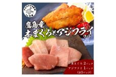 鷹島産本まぐろ 食べきりサイズ(80g×2p)とアジフライのセット(4枚×1p) ( 本まぐろ マグロ 鷹島産本まぐろ アジフライ あじ フィレタイプ ) 【A9-063】