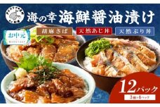 ＼お中元熨斗対応／【流水解凍だけの簡単調理】まんぷく海鮮醤油漬けセット( 計 12 パック （3種類×4パック） アジ サバ ブリ 海鮮 丼 解凍するだけ 手軽 時短 豪華 松浦市 おすすめ あじ さば ぶり 流水解凍 簡単 人気 おつまみ 肴 あて おかず 魚 漬け丼 詰め合わせ 惣菜 加工品 冷凍 おいしい 刺身 小分け セット ギフト プレゼント 贈り物 贈答 )【B6-046-21】