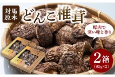 【最速発送】 対馬 原木 どんこ椎茸 95g×2箱《対馬市》【うえはら株式会社】 対馬産 肉厚 しいたけ 乾燥 きのこ 贈り物  スピード発送 最短発送 [WAI014]