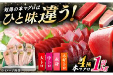 対馬産 本マグロ 4種 計1kg（赤身/中トロ/大トロ/ネギトロ）《対馬市》【対海】[WAH004] マグロ まぐろ 鮪 本鮪 本マグロ 養殖 トロ 中トロ 中とろ 大トロ 大とろ 赤身 ねぎとろ ネギトロ たたき 刺身 冷凍 海鮮 魚 柵 お祝い 贈答
