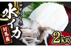 【 対馬産 】水 イカ （ アオリイカ ） 生 冷凍 2kg《対馬市》【石川水産】刺身 塩辛 鮮度抜群 海鮮 [WAB010]冷凍 新鮮 下処理 刺身 煮付け 塩焼き 海鮮 あおりいか おつまみ もう1品 真空パック 簡単調理 アオリイカ 対馬 長崎