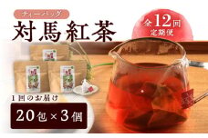 【全12回定期便】対馬紅茶 ティーバッグ 20包入×3袋《対馬市》【つしま大石農園】 対馬 紅茶 お茶 ティー べにふうき茶葉 フルーティー [WBE009]