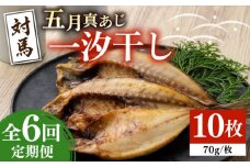 【全6回定期便】対馬 五月 真あじ 一汐干し 10枚 《 対馬市 》【 うえはら株式会社 】新鮮 アジ 干物 海産物 朝食 冷凍 [WAI043]