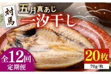 【全12回定期便】対馬 五月 真あじ 一汐干し 20枚 《 対馬市 》【 うえはら株式会社 】新鮮 アジ 干物 海産物 朝食 冷凍 [WAI062]