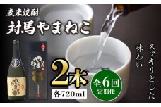 【全6回定期便】麦米焼酎 対馬やまねこ 25度 720ml 2本セット《対馬市》【株式会社サイキ】対馬 酒 贈り物 米焼酎 プレゼント 焼酎 [WAX023]