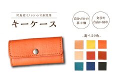 【名入れ可】対馬 イノシシ ・ シカ 革 キーケース（キャメル・イノシシ）《対馬市》【一般社団法人daidai】 革製品 革 レザー 革小物 [WBH022]