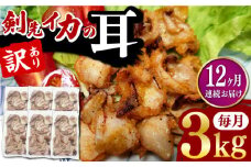 【全12回定期便】剣先いか の耳 3kg 《対馬市》【一般社団法人 対馬地域商社】 シロイカ 新鮮 肉厚 海鮮 BBQ 天ぷら 魚介 おかず いか [WAC049]
