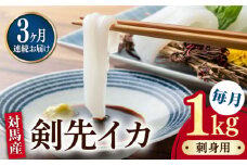 【全3回定期便】剣先イカ 刺身 セット 1kg《対馬市》【海風商事】あかいか まるいか 九州 長崎 対馬 刺身 冷凍 ギフト 海鮮 魚介 魚介類 寿司 烏賊 [WAD046]