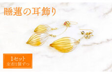 睡蓮 耳飾り ( ピアス ) 【合同会社かもめ】《対馬市》アメリカンフラワー フック おしゃれ アクセサリー プレゼント [WBP002-1]