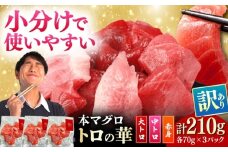 訳あり！対馬産 本マグロ 切り落とし 210g（3パック） ≪対馬市≫【桐谷商店】 トロの華 冷凍配送 新鮮 海鮮 小分け まぐろ マグロ[WAQ015]