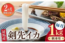 【全2回定期便】剣先 イカ 刺身 セット 1kg《対馬市》【海風商事】あかいか まるいか 九州 長崎 対馬 刺身 冷凍 ギフト 海鮮 魚介 魚介類 [WAD051]