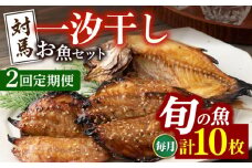 【全2回定期便】対馬 一汐干し お魚 セット 10枚 《 対馬市 》【 うえはら株式会社 】新鮮 アジ 穴子 カマス 連子鯛 干物 海産物 朝食 冷凍 [WAI103]