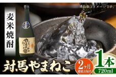 【全2回定期便】麦米焼酎 対馬やまねこ 25度 720ml 2本セット《対馬市》【株式会社サイキ】対馬 酒 贈り物 米焼酎 プレゼント 焼酎 [WAX050]