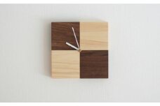 対馬ヒノキのはんぶんこ時計≪対馬市≫【家具製作所kiiro】 木製 インテリア 掛け時計 北欧 [WAL009]