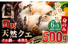 【全6回定期便】【 対馬産 】 天然 クエ 500g （身のみ）《対馬市》【石川水産】 鍋 水炊き 鮮度抜群 海鮮 クエ 天然クエ [WAB019]