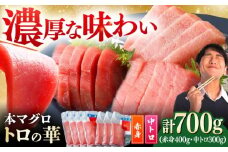 対馬産 本マグロ 700g（赤身400g、中トロ300g） ≪対馬市≫【桐谷商店】 トロの華 対馬 新鮮 マグロ トロ 鮪 刺身 鮮度抜群 [WAQ047]