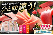 【全3回定期便】 対馬産 本マグロ 3種 計900g（赤身/中トロ/ネギトロ）《対馬市》【対海】 冷凍配送 食べ比べ 贈り物 魚介類 [WAH040]