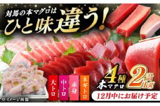 【12月中にお届け】対馬産 本マグロ 4種 計2kg（赤身/中トロ/大トロ/ネギトロ）《対馬市》【対海】[WAH027-12]