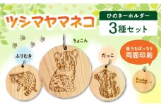 対馬 ひのきーホルダー 3種セット 《対馬市》【一般社団法人MIT】 ツシマヤマネコ キーホルダー 雑貨 [WAP025]