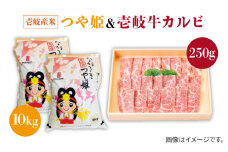 《A4～A5ランク》壱岐牛カルビ250g・壱岐産米つや姫10kg《壱岐市》【壱岐市農業協同組合】[JBO041] お肉 牛肉 焼肉 焼き肉 カルビ 新鮮 やさい ベジタブル 食材 お米 米 ご飯 ごはん セット    33000 33000円