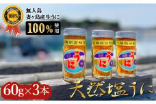 天然塩うに 60g×3本 【無人島妻ヶ島産】《壱岐市》【平田水産加工】 [JEC001] 冷凍配送 雲丹 うに 天然 海鮮 塩ウニ 41000 41000円 