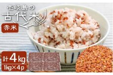 【予約受付中】 古代米 赤米 4kg （1kg入り × 4袋）  壱岐島の古代米 原の辻遺跡《壱岐市》【天下御免】 [JDB123] 13000 13000円
