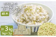 【予約受付中】 古代米 緑米 3kg （1kg入り × 3袋）壱岐島の古代米 原の辻遺跡《壱岐市》【天下御免】 [JDB124] 13000 13000円