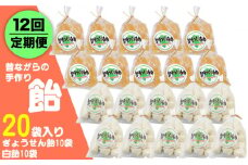 【全12回定期便】昔ながらの手作り ぎょうせん飴 10袋  、白飴 10袋 [JDB281] 120000 120000円