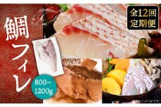 【全12回定期便】鯛フィレ 約800〜1200g（1尾・2kg台）《壱岐市》【なかはら】 [JDT035] タイ 鯛 フィレ 柵 刺身 刺身ブロック 刺し身 切身 冷凍 海鮮 海鮮丼 定期便 324000 324000円 冷凍配送