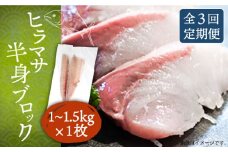 【全3回定期便】ヒラマサフィレ 約1〜1.5kg（半身）《壱岐市》【なかはら】[JDT039] ヒラマサ フィレ 柵 刺身 刺身ブロック 刺し身 切身 冷凍 海鮮 海鮮丼 81000 81000円 冷凍配送