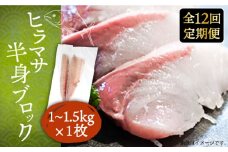 【全12回定期便】ヒラマサフィレ 約1〜1.5kg（半身）《壱岐市》【なかはら】 [JDT041] ヒラマサ フィレ 柵 刺身 刺身ブロック 刺し身 切身 冷凍 海鮮 海鮮丼 324000 324000円 冷凍配送