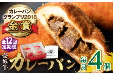 【全12回定期便】壱岐牛カレーパン 4個 セット  パック ステーキ カレー パン 和牛 朝食 高級 詰め合わせ 《壱岐市》【パンプラス】 [JEU007] 180000 180000円