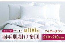 【クイーン】【至福の寝ごこち】 羽毛布団 肌掛け アイダーダウン×綿100％（ホワイト・精紡交撚）《壱岐市》【富士新幸九州】 [JDH086] アイダーダウン 布団 ふとん 綿100％ 肌掛け ダウンケット  掛布団 掛け布団 クイーン 1800000 1800000円