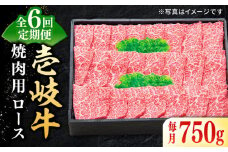 【全6回定期便】 特選 壱岐牛 ロース 750g（焼肉用）《壱岐市》【太陽商事】[JDL077] お肉 牛肉 和牛 黒毛和牛 肉 高級 霜降り 焼肉 ロース肉 BBQ  ローストビーフ 贈答 九州 300000 300000円 30万円