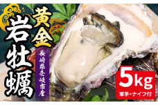 【26年5月以降発送】【予約受付中】黄金岩牡蠣 5kg《壱岐市》【立石鮮魚】 [JEV001] ナイフ付き 軍手付き 牡蠣 カキ 岩ガキ 岩がき 海鮮 貝 魚貝 BBQ 38000 38000円