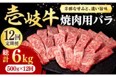 【全12回定期便】 壱岐牛 焼肉用 バラ（カルビ）500g《壱岐市》【株式会社イチヤマ】[JFE046] 定期便 赤身  肉 牛肉 焼肉 焼き肉 バラ カルビ BBQ 360000 360000円