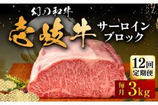 【全12回定期便】壱岐牛 サーロイン ブロック 3kg 《壱岐市》【中津留】[JFS029] サーロイン ステーキ 焼肉 BBQ 牛肉 肉 サーロインステーキ 赤身 焼き肉 ブロック肉 ブロック 定期便 2292000 2292000円