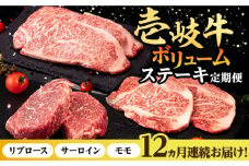 【全12回定期便】 壱岐牛 ステーキ 定期便（ボリューム） 《壱岐市》【株式会社イチヤマ】[JFE104] 定期便 モモ リブロース サーロイン 赤身 焼肉 焼き肉 ステーキ
