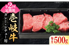 【全2回定期便】 特選 壱岐牛 すね肉 500g（カレー・シチュー用）《壱岐市》【太陽商事】 肉 牛肉 黒毛和牛 ブランド牛 カレー シチュー 赤身 チマキ 煮込み ブロック 国産 九州 [JDL127]