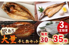 【全3回定期便】【訳あり】大量干し物セット《壱岐市》【馬渡水産】訳あり 訳アリ あじ アジ いわし イワシ かます カマス いか イカ さば サバ 鯵 鰯 鯖 干物 ひもの 干物セット 冷凍配送 [JAQ021]