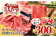【厳選部位】A4〜A5ランク 長崎和牛 サーロイン スライス 300g（すき焼き・しゃぶしゃぶ）《壱岐市》【株式会社MEAT PLUS】肉 牛肉 黒毛和牛 サーロイン ご褒美 [JGH010]