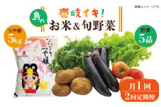 【全2回定期便】壱岐産米（つや姫）5kg・旬の野菜 5品《壱岐市》【壱岐市農業協同組合】お米 季節 セット ごはん [JBO132] 46000 46000円