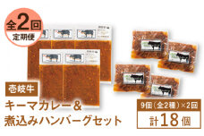 【全2回定期便】壱岐牛煮込みハンバーグキーマカレーセット《壱岐市》【壱岐味噌工房】黒毛和牛 ブランド牛 九州  牛肉 簡単 [JBW035]