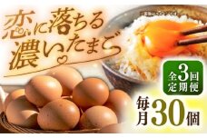 【全3回定期便】特選 素直な恋たまご 30個 《壱岐市》【しまのたまご屋さん】   卵 たまご 鶏卵 玉子 ギフト 国産 卵かけご飯 たまごかけご飯 のし 定期便 [JAP019]