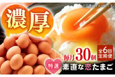 【全6回定期便】特選 素直な恋たまご 30個 《壱岐市》【しまのたまご屋さん】  卵 たまご 鶏卵 玉子 ギフト 国産 卵かけご飯 たまごかけご飯 のし 定期便 [JAP020]