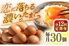 【全12回定期便】特選 素直な恋たまご 30個 《壱岐市》【しまのたまご屋さん】  卵 たまご 鶏卵 玉子 ギフト 国産 卵かけご飯 たまごかけご飯 のし 定期便 [JAP021]