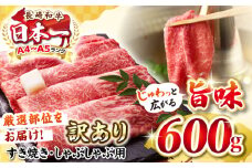 【訳あり】【A4〜A5ランク】 長崎和牛 赤身 霜降り しゃぶしゃぶ・すき焼き用 600g（肩・モモ）《壱岐市》【株式会社MEAT PLUS】 肉 牛肉 黒毛和牛 鍋 ご褒美 冷凍配送 訳あり しゃぶしゃぶ用 すき焼き用 すき焼用 A4 A5 [JGH015]