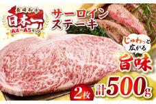 【A4〜A5ランク】長崎和牛 サーロインステーキ 500g（250g×2枚）《壱岐市》【株式会社MEAT PLUS】 肉 牛肉 黒毛和牛 サーロイン ステーキ ご褒美 ギフト 贈答用 ご褒美 冷凍配送 A4 A5 [JGH024]