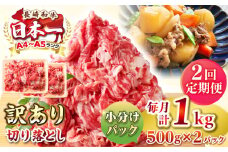 【全2回定期便】【訳あり】【A4~A5ランク】長崎和牛 切り落とし 1kg(500g×2パック）《壱岐市》【株式会社MEAT PLUS】 肉 牛肉 黒毛和牛 焼き肉 ご褒美 冷凍配送 訳あり A5 黒毛和牛 ギフト [JGH039]