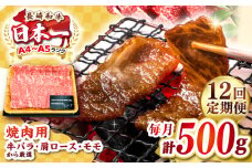 【全12回定期便】【A4～A5ランク】長崎和牛焼肉用　500g《壱岐市》【株式会社MEAT PLUS】肉 牛肉 黒毛和牛 焼き肉 焼肉 焼肉用 ギフト 贈答用 ご褒美 冷凍配送 A4 A5 [JGH110]